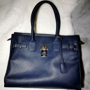 Blue Faux Leather Purse